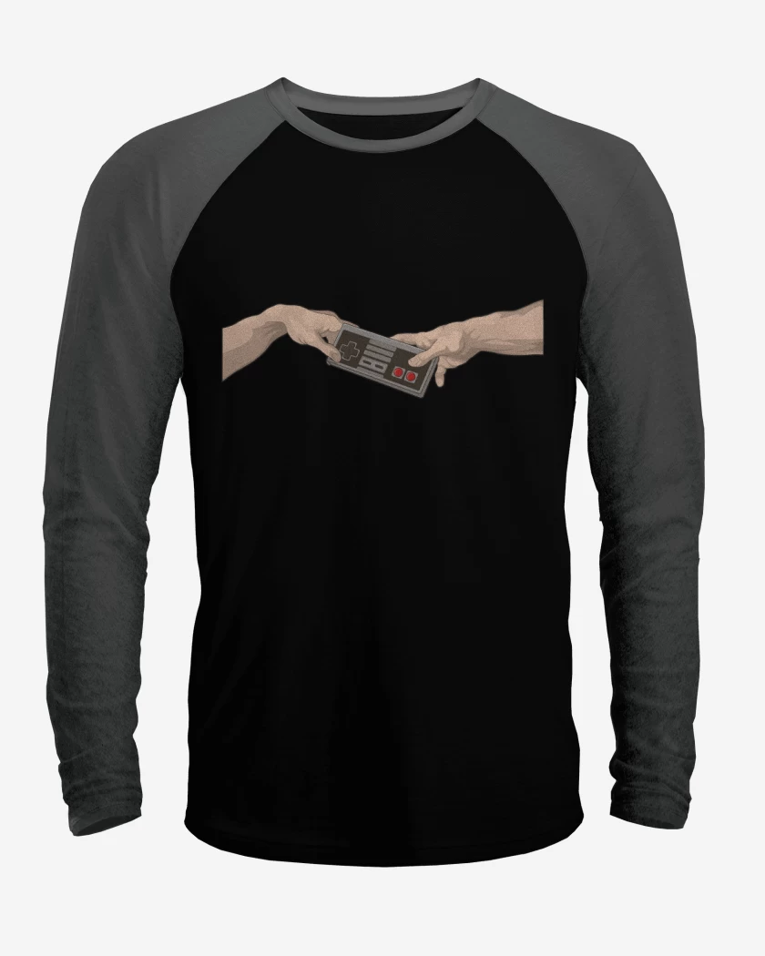 Polera Raglan Negro / Negro Heather de Modo Dios