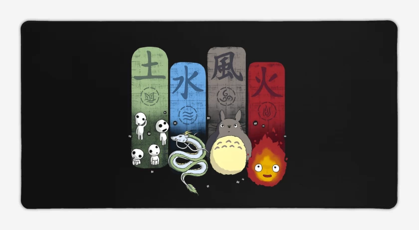 Mouse pad Gamer Negro de Ghibli Elements