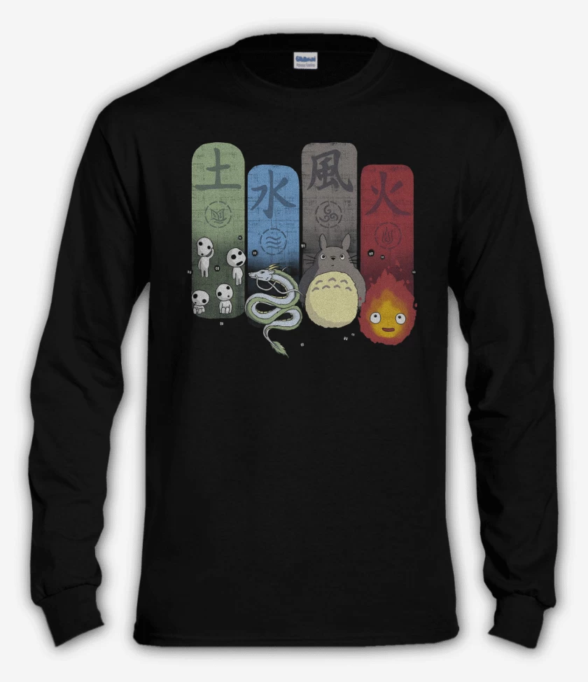 Polera manga larga Negro de Ghibli Elements
