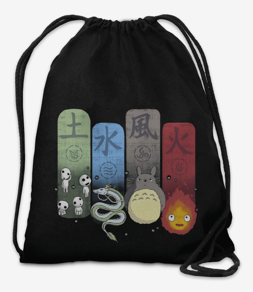 Mochila Negro de Ghibli Elements