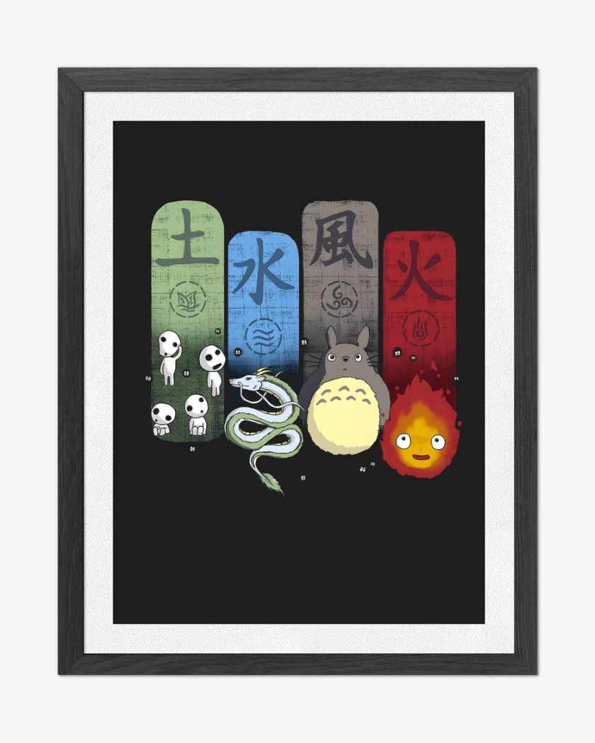 Cuadro decorativo Negro de Ghibli Elements