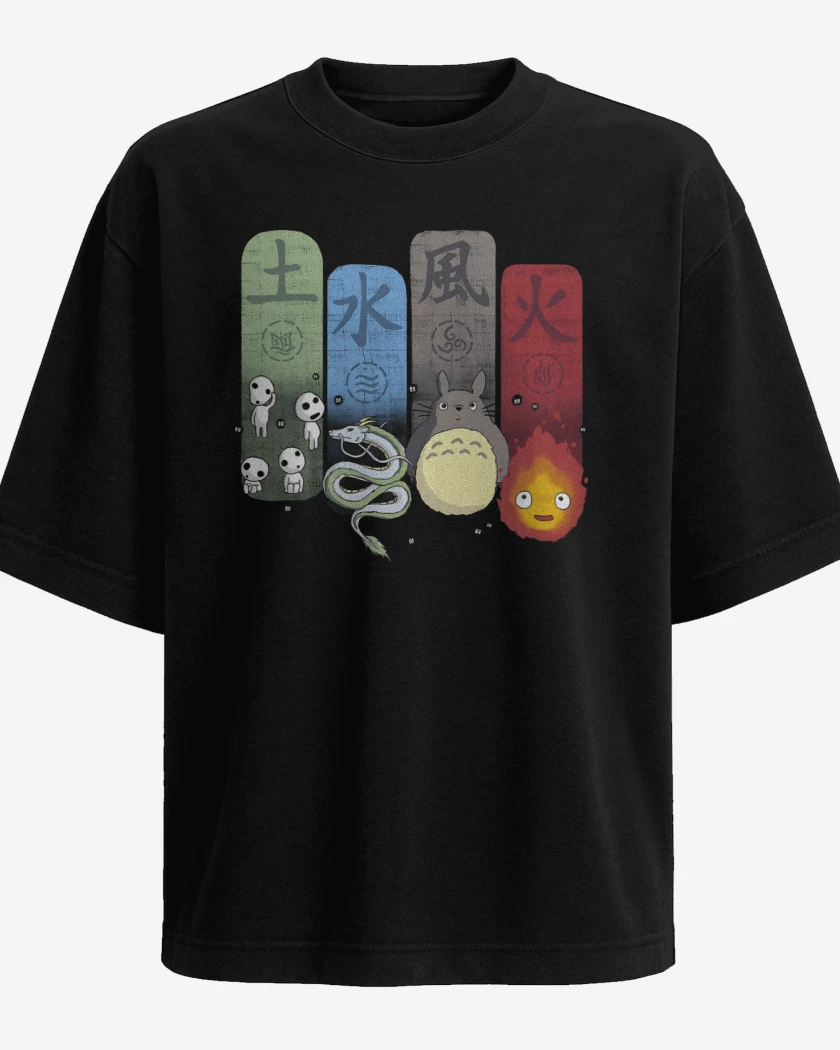 Polera Oversize Negro de Ghibli Elements