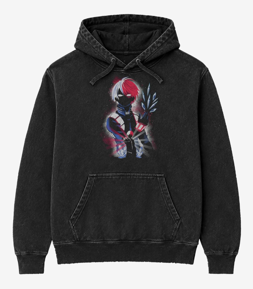 Poleron Canguro Acid Wash Negro de Ultra Todoroki