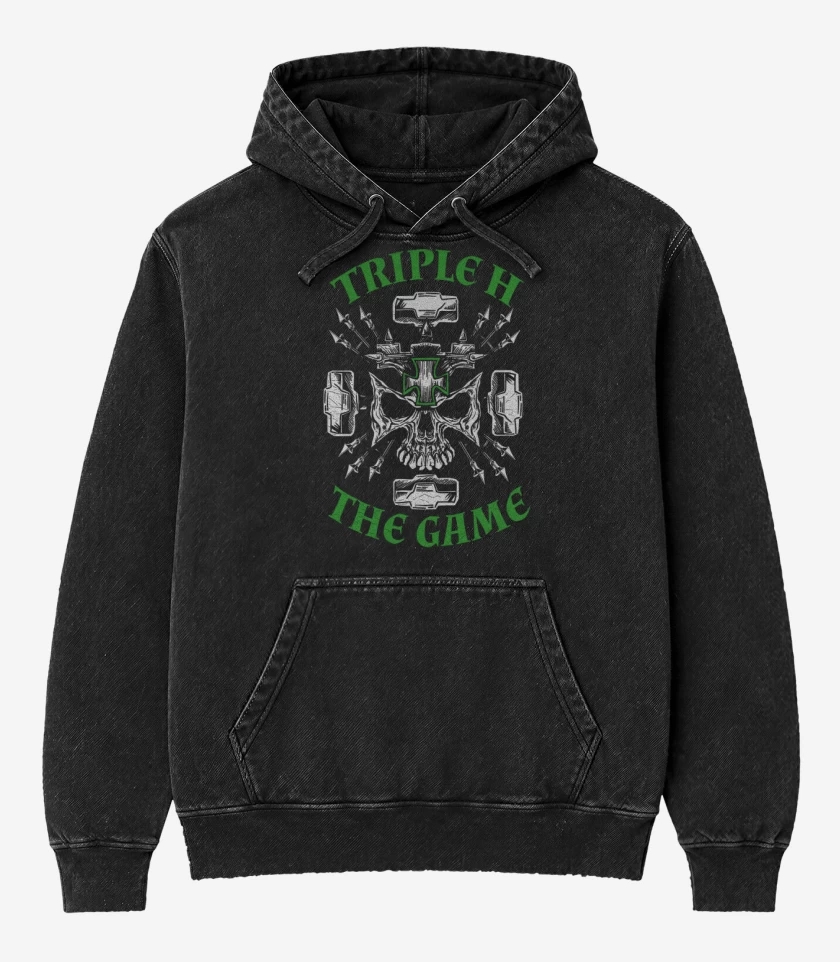 Poleron Canguro Acid Wash Negro de Triple H