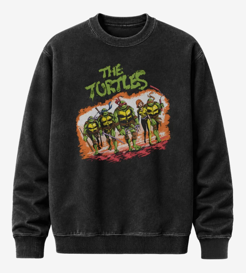 Poleron Polo Acid Wash Negro de The Turtles Warriors