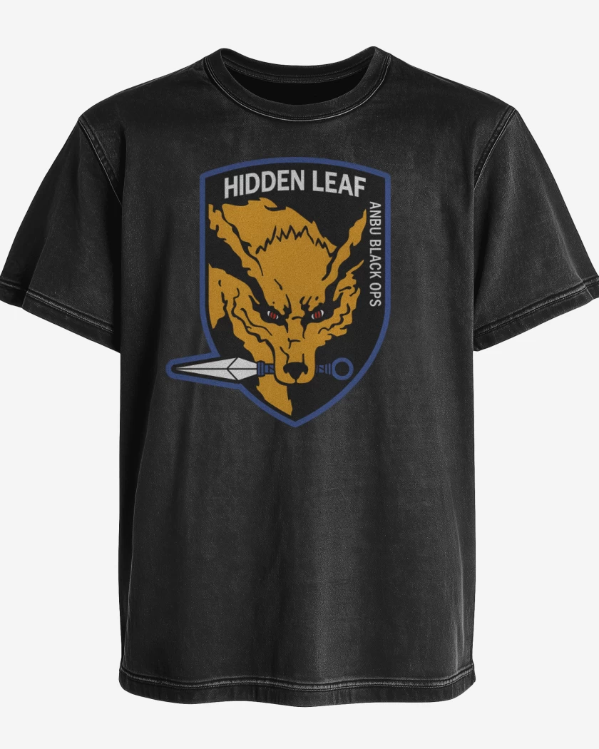 Polera desgastada Negro de Kyubi Hound
