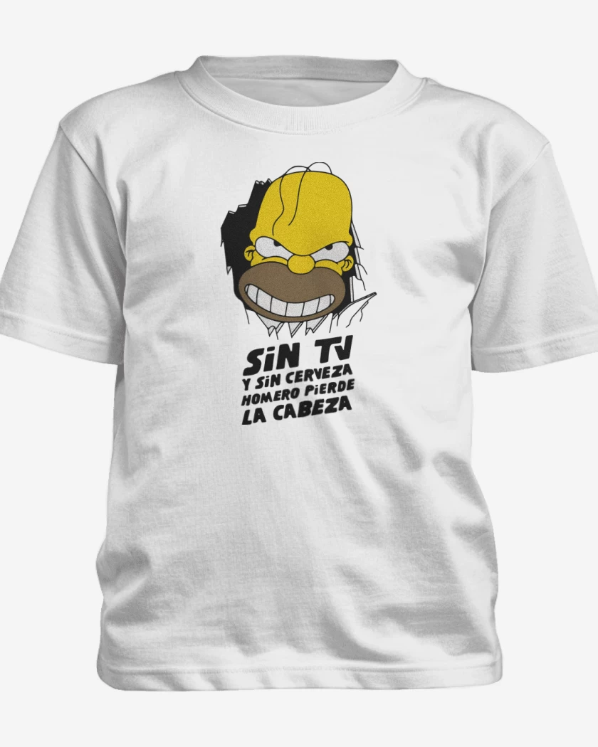 Polera de niño Blanco de Homero Pierde la Cabeza