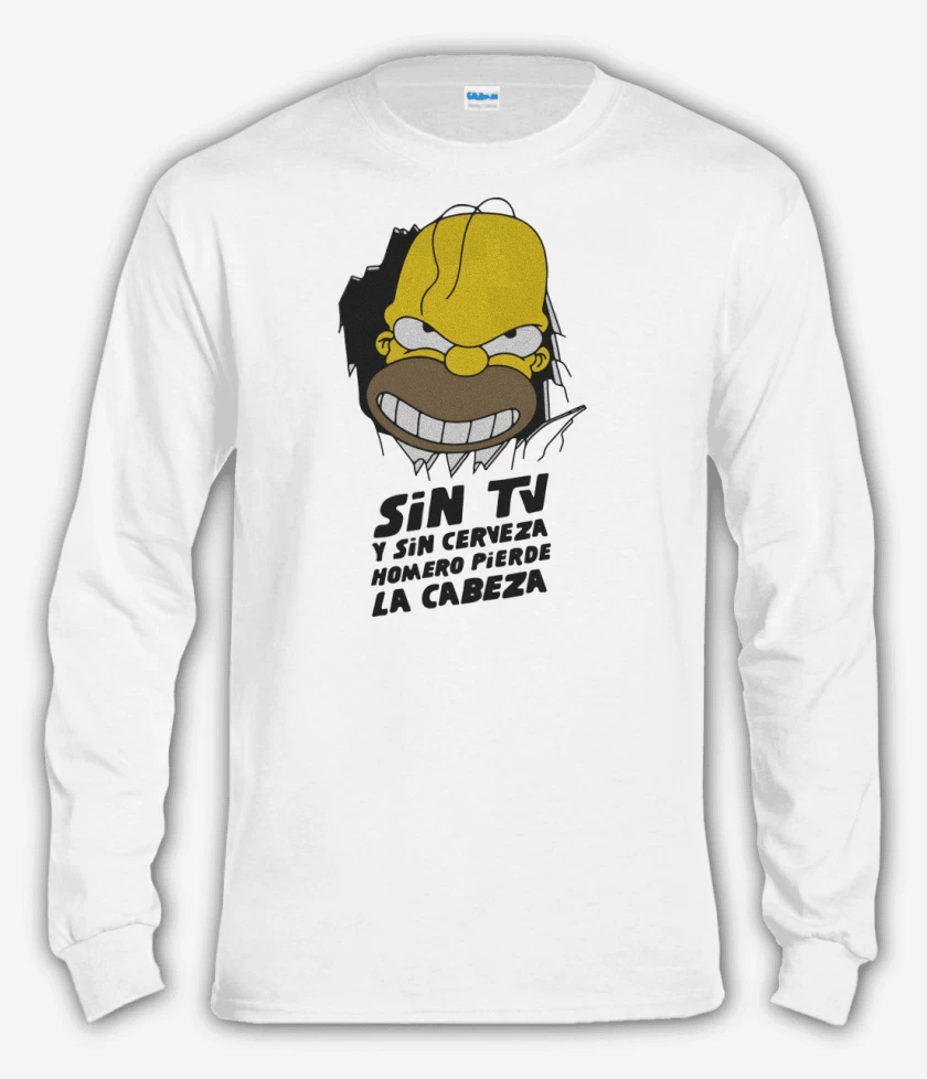 Polera manga larga Blanco de Homero Pierde la Cabeza