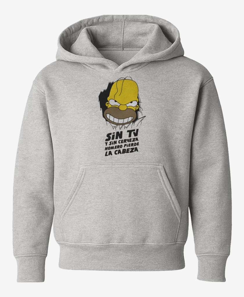 Poleron de niño Gris Melange de Homero Pierde la Cabeza