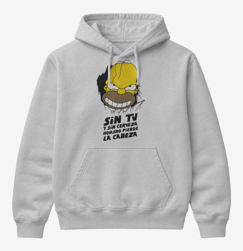 Poleron Canguro básico Gris Melange de Homero Pierde la Cabeza