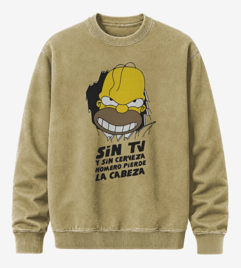 Poleron Polo Acid Wash Beige de Homero Pierde la Cabeza