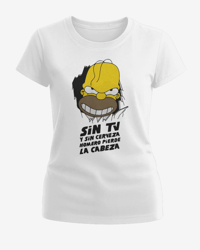 Polera de Mujer Blanco de Homero Pierde la Cabeza