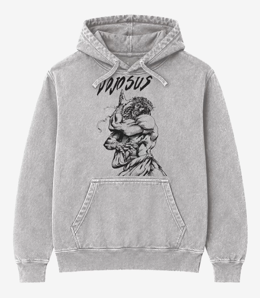 Poleron Canguro Acid Wash Gris Melange de Jojosus