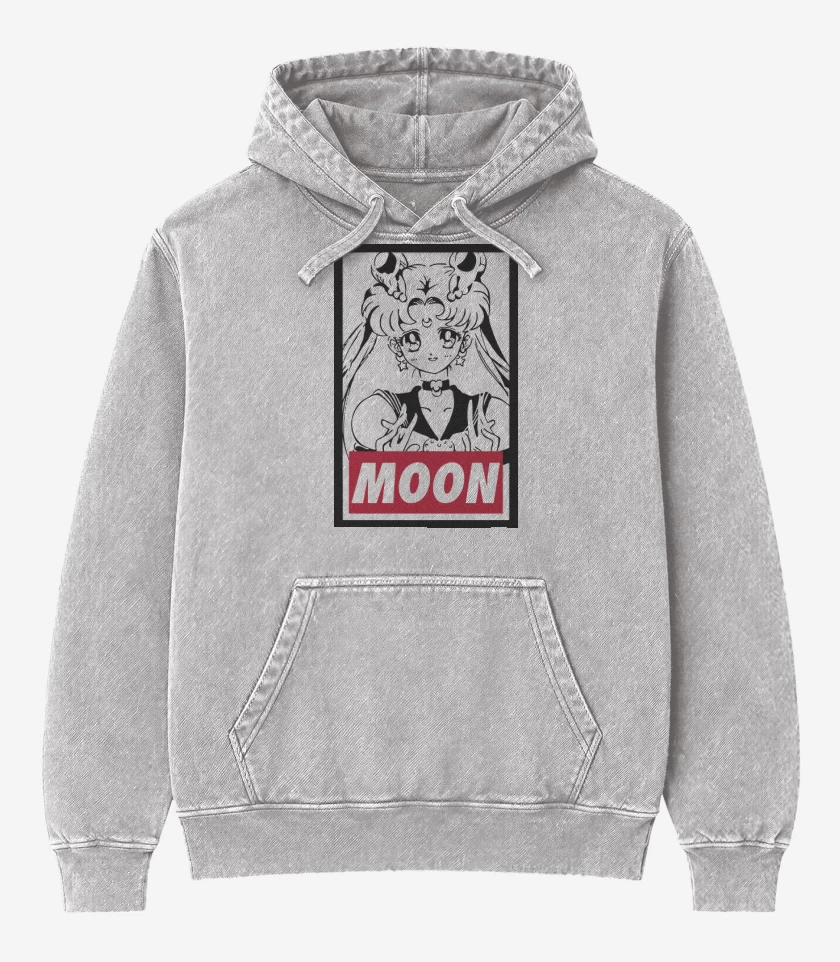 Poleron Canguro Acid Wash Gris Melange de Moon
