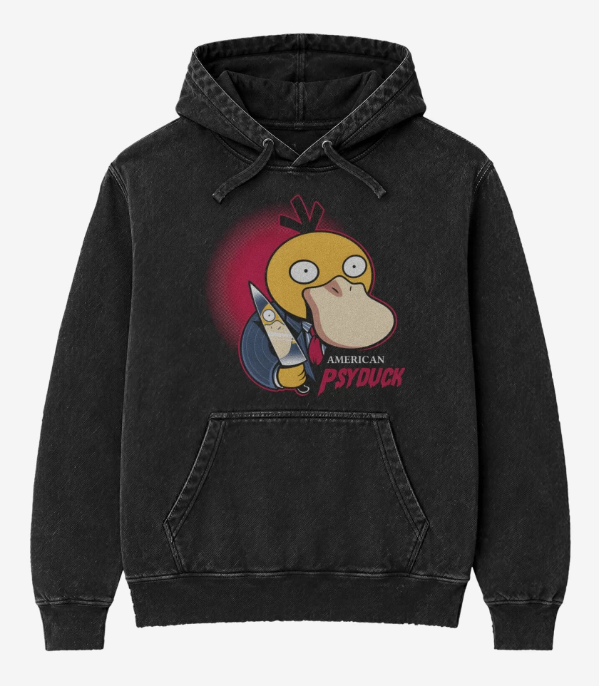 Poleron Canguro Acid Wash Negro de American Psyduck