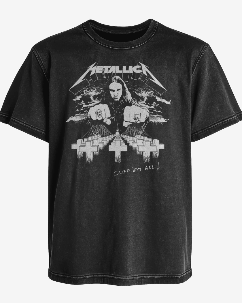 Polera desgastada Negro de Cliff em All