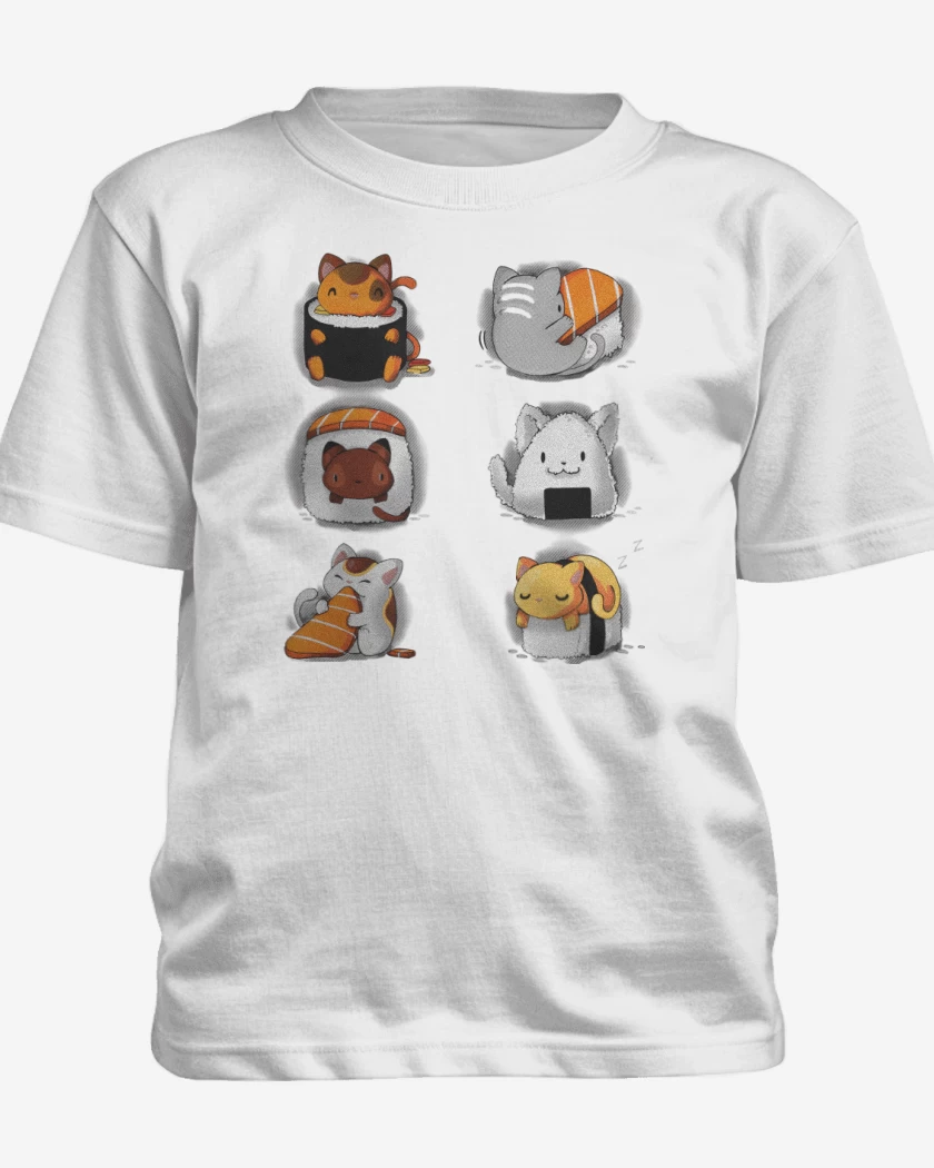 Polera de niño Blanco de Sushi Gatitos