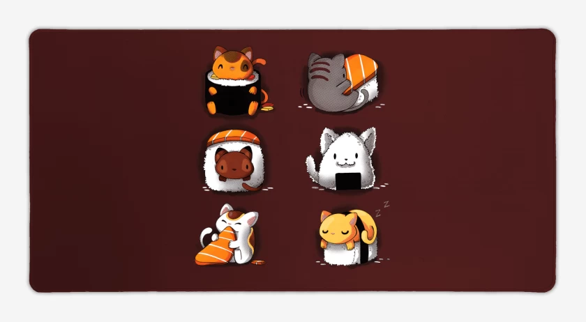 Mouse pad Gamer Burdeo de Sushi Gatitos