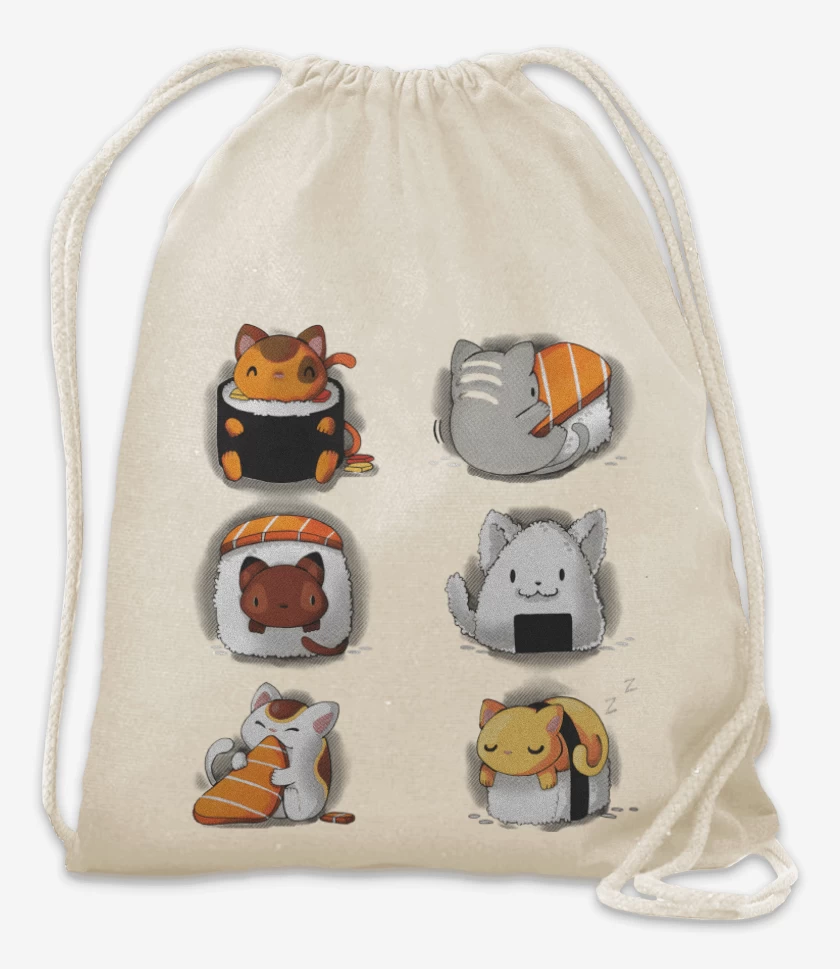 Mochila Blanco de Sushi Gatitos