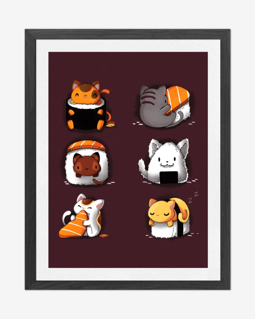 Cuadro decorativo Burdeo de Sushi Gatitos