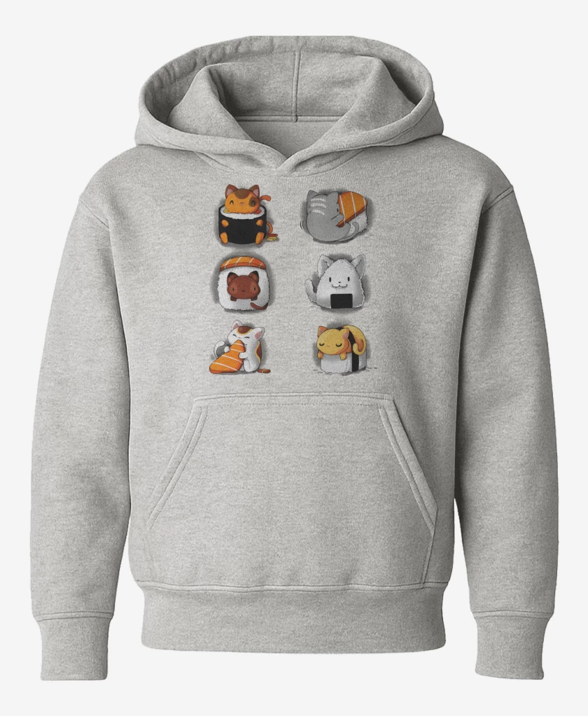 Poleron de niño Gris Melange de Sushi Gatitos