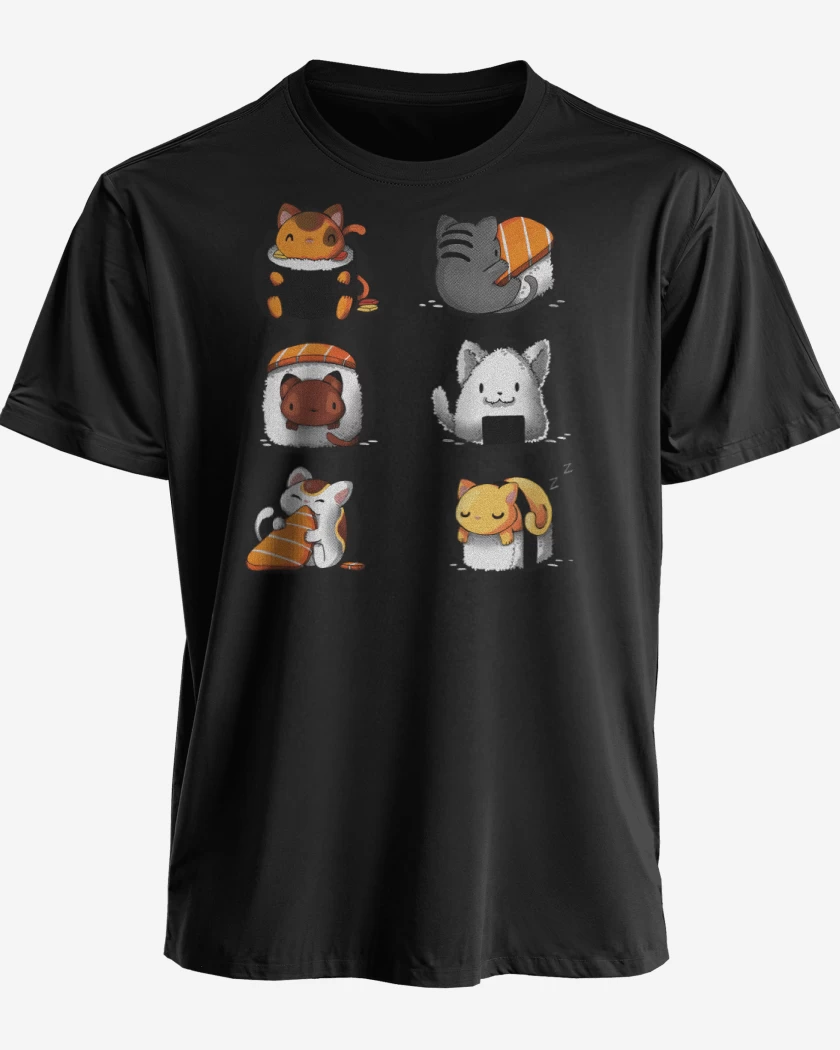 Polera premium Negro de Sushi Gatitos