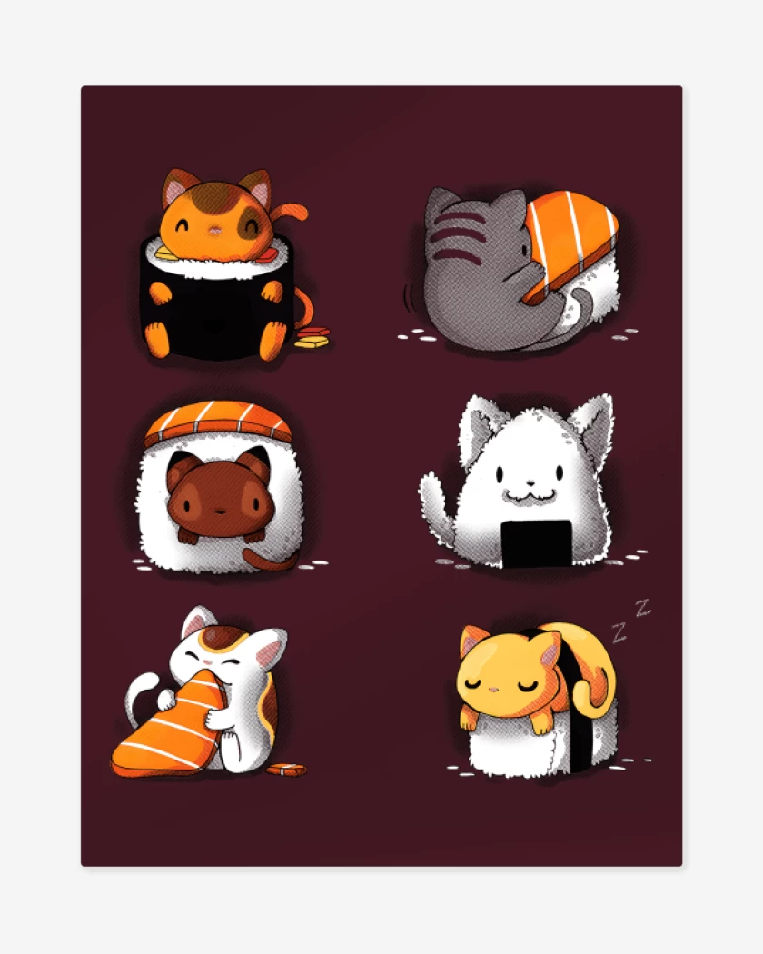 Print metalico Burdeo de Sushi Gatitos