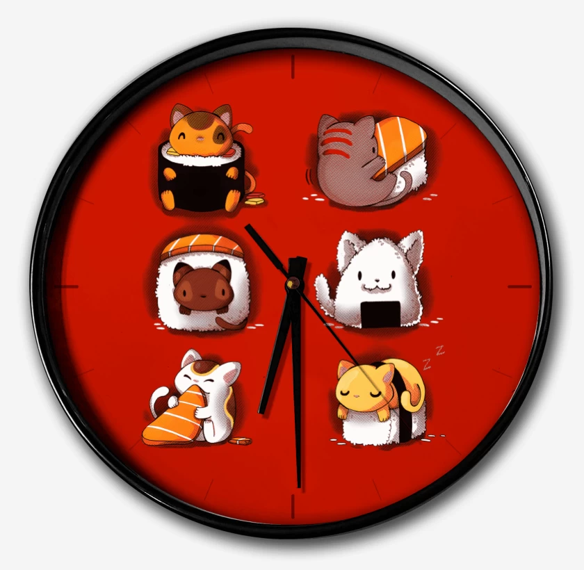 Reloj Rojo de Sushi Gatitos