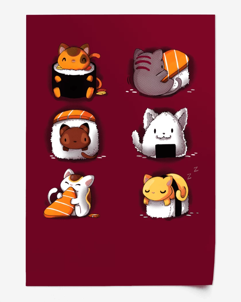 Print Burdeo de Sushi Gatitos