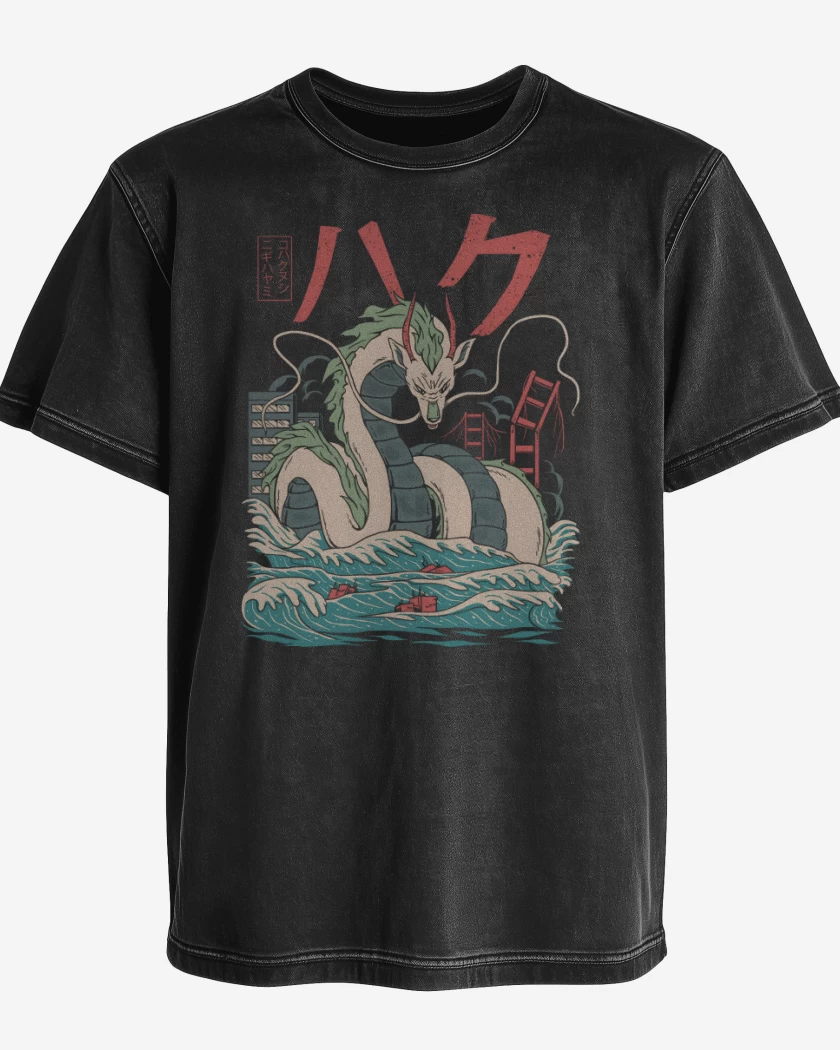 Polera desgastada Negro de Bestia Haku