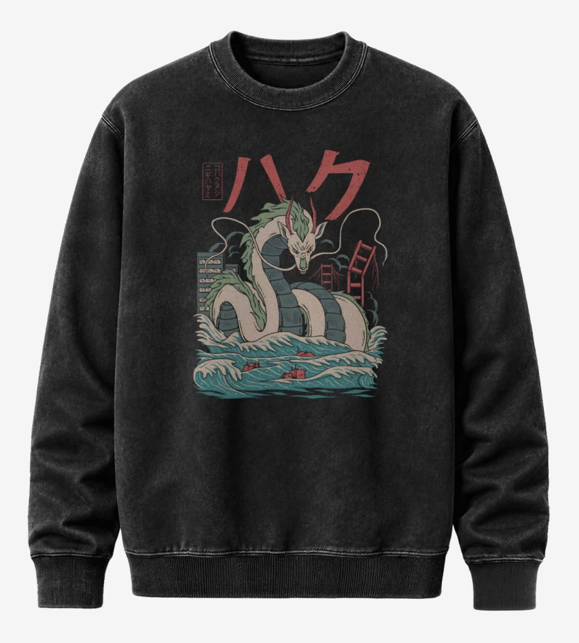 Poleron Polo Acid Wash Negro de Bestia Haku