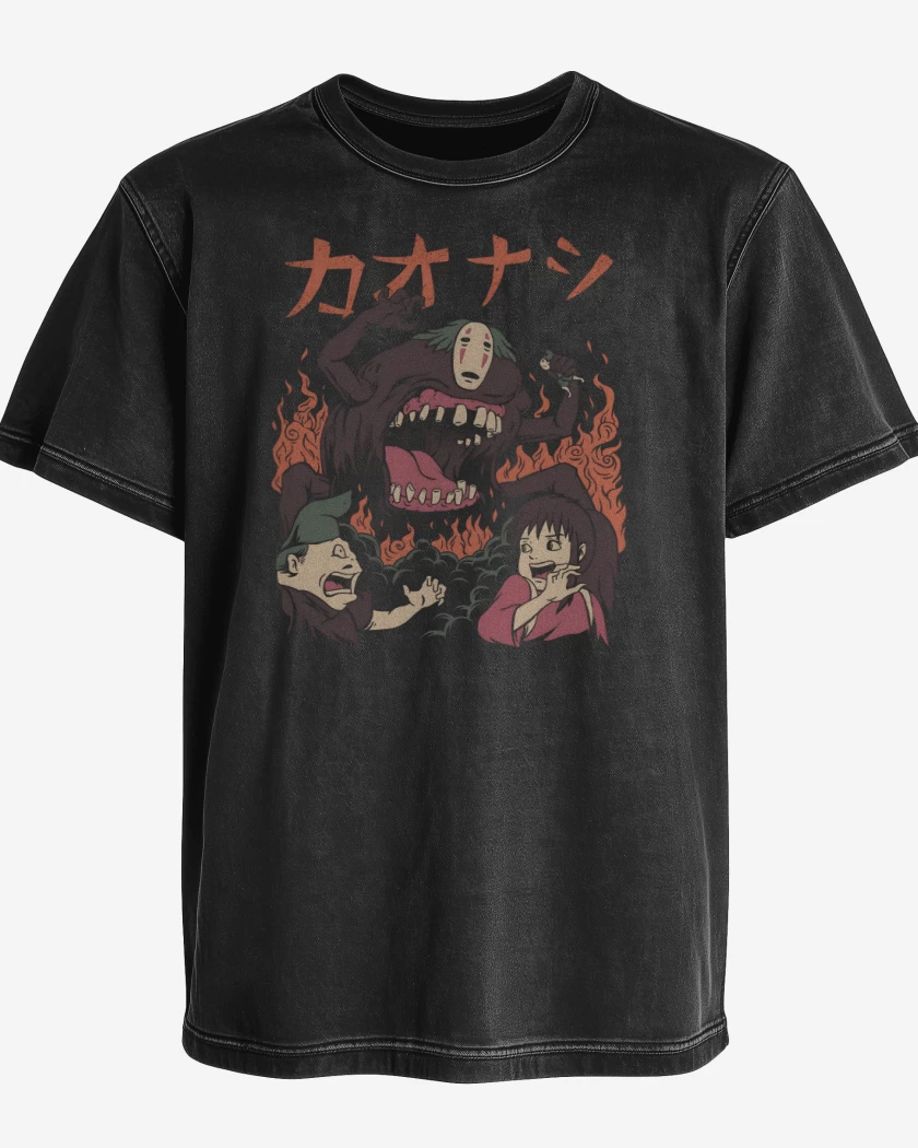 Polera desgastada Negro de Monstruo Kaonashi