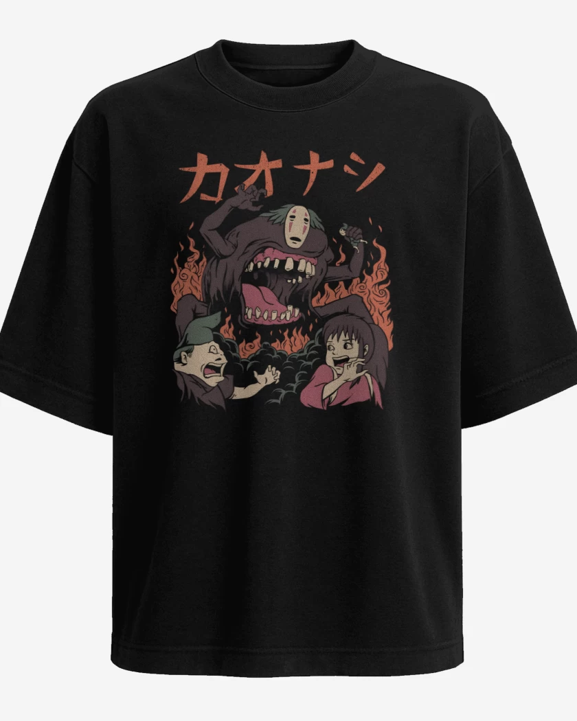 Polera Oversize Negro de Monstruo Kaonashi