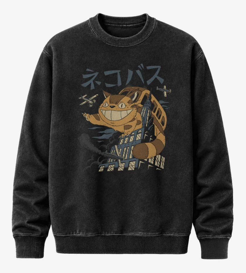 Poleron Polo Acid Wash Negro de Creatura Gatobus