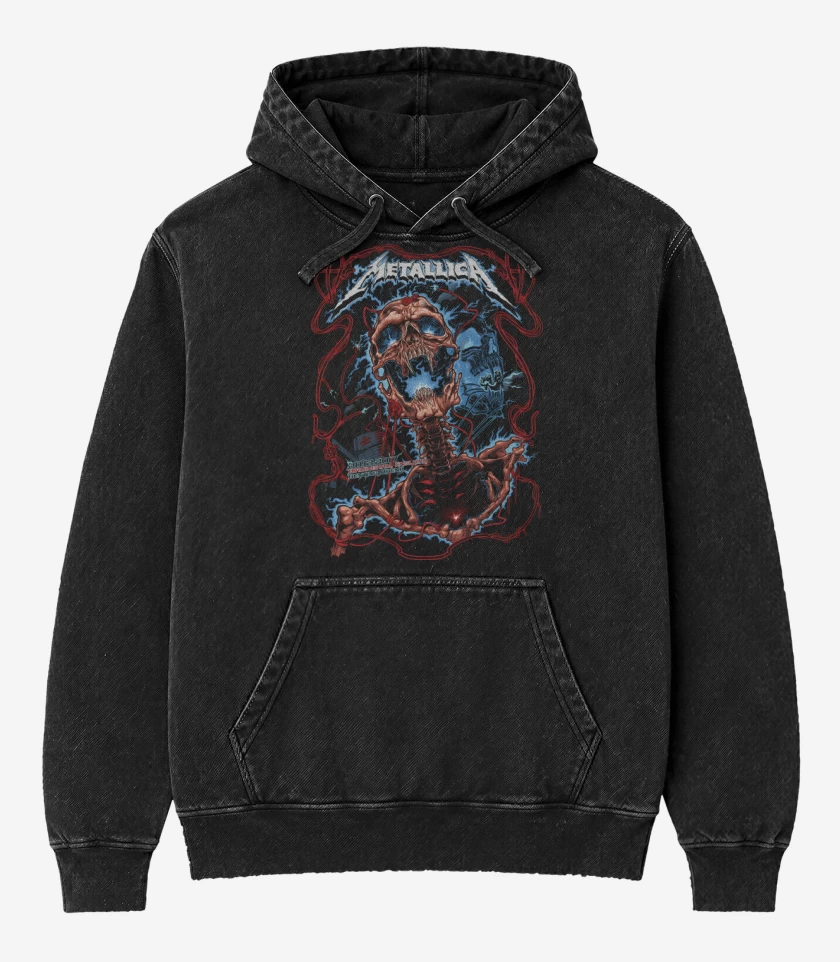 Poleron Canguro Acid Wash Negro de Metallica 2017
