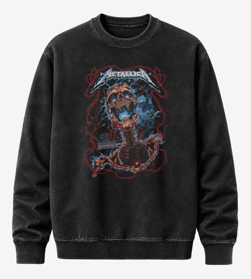 Poleron Polo Acid Wash Negro de Metallica 2017