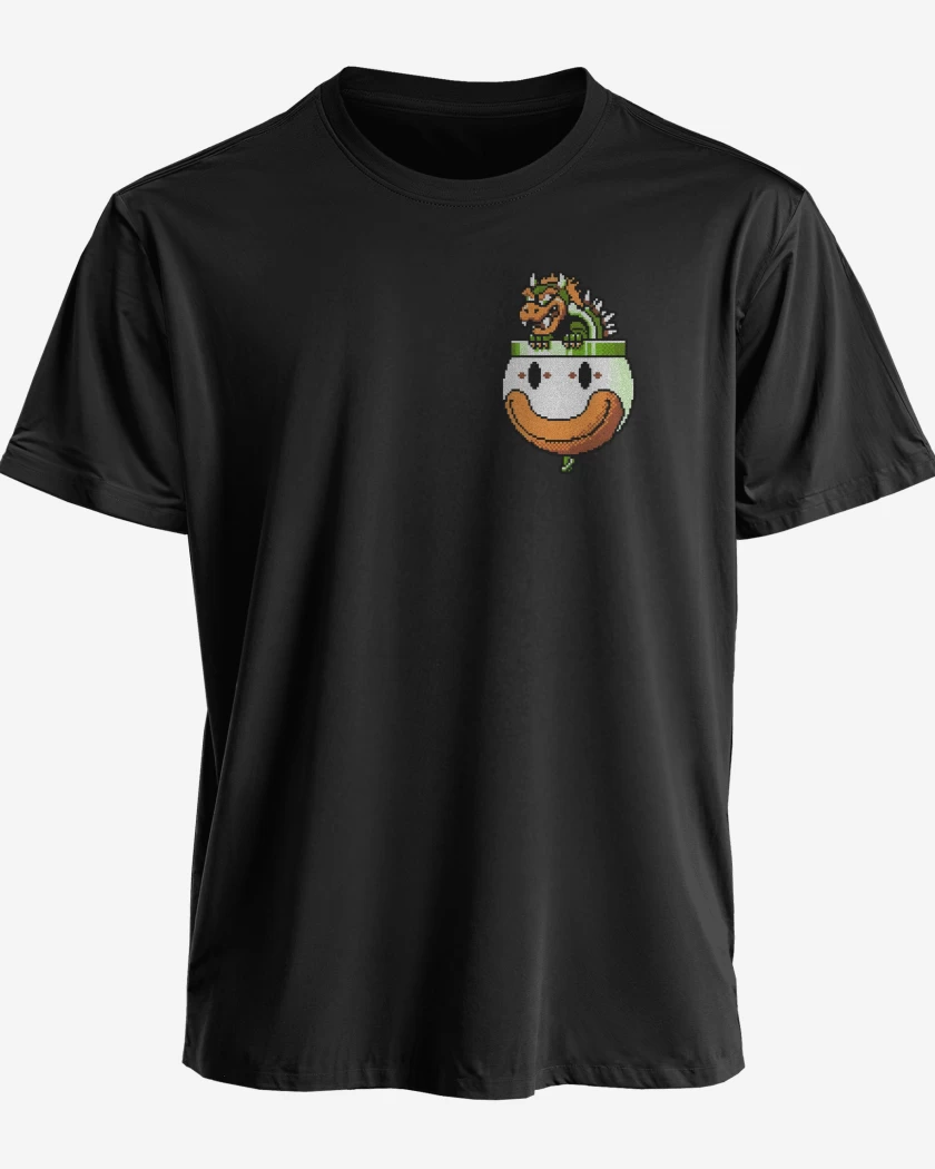 Polera premium Negro de Dragon Super Bigote World Bolsillo