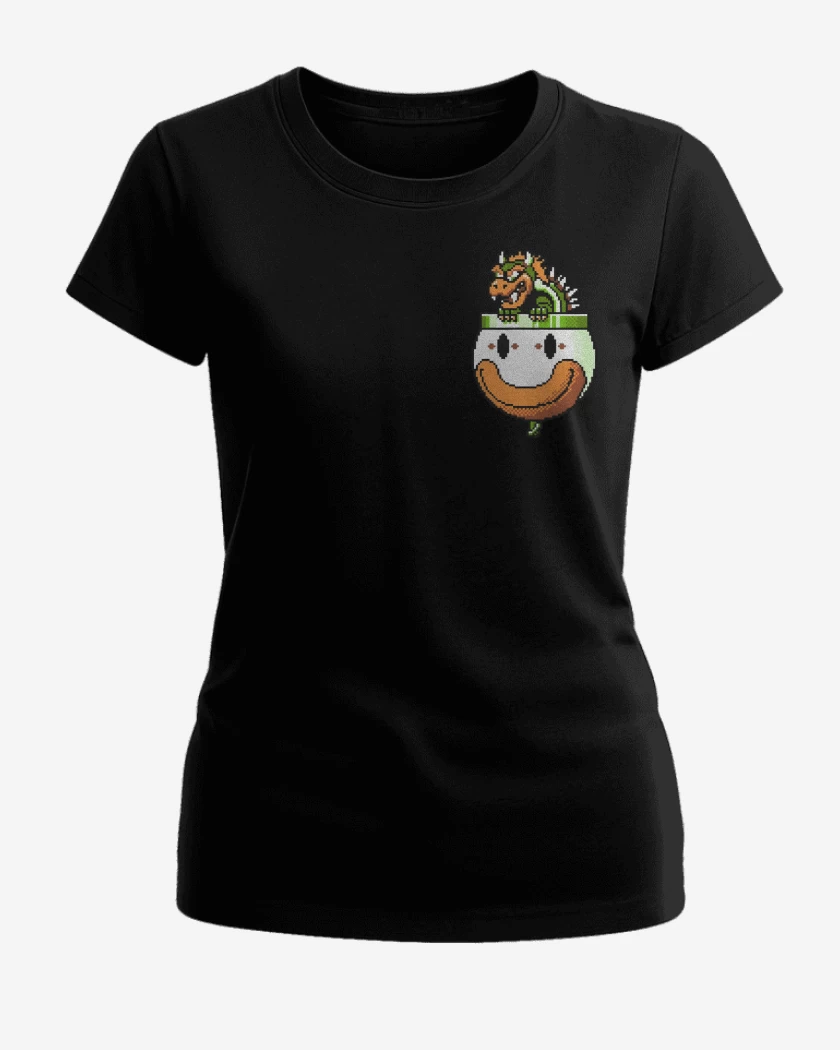 Polera de Mujer Negro de Dragon Super Bigote World Bolsillo