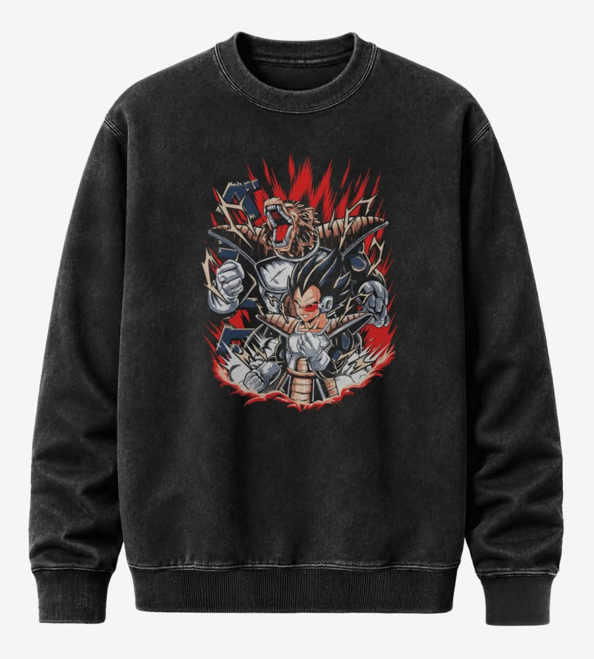 Poleron Polo Acid Wash Negro de Gran Príncipe Saiyajin