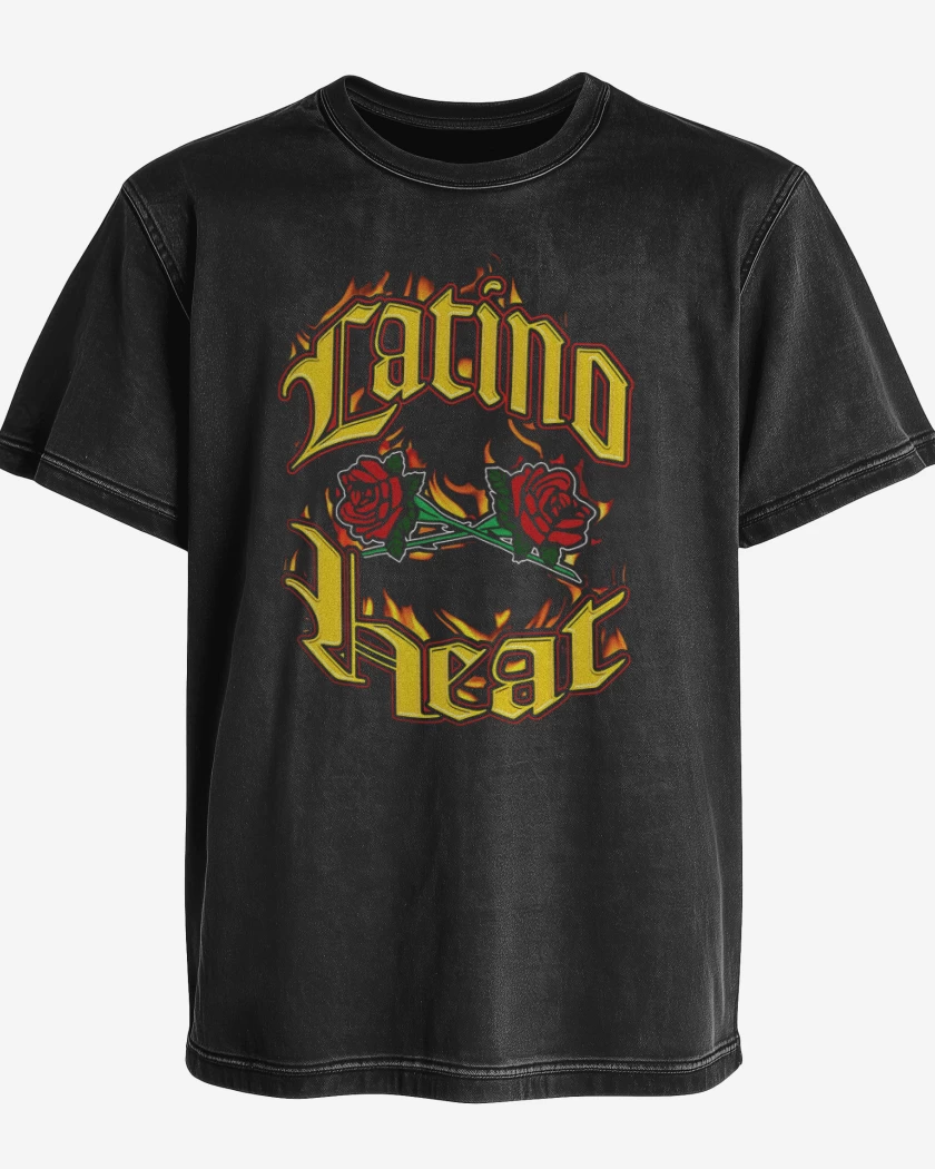 Polera desgastada Negro de Latino Heat