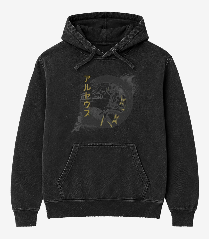 Poleron Canguro Acid Wash Negro de Legendario Supremo