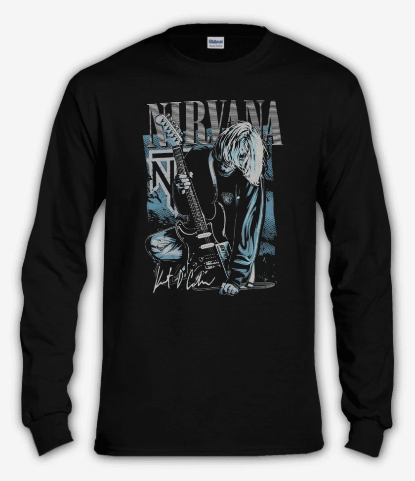 Polera manga larga Negro de Nirvana KurtCo