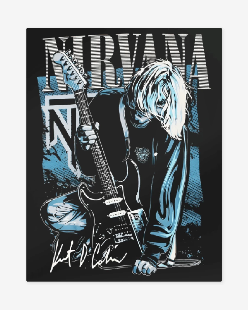 Print metalico Negro de Nirvana KurtCo