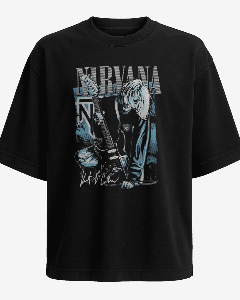 Polera Oversize Negro de Nirvana KurtCo