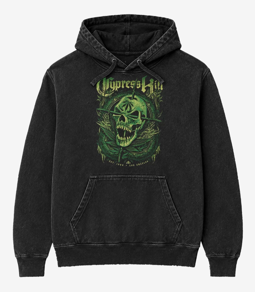 Poleron Canguro Acid Wash Negro de Cypress Hill