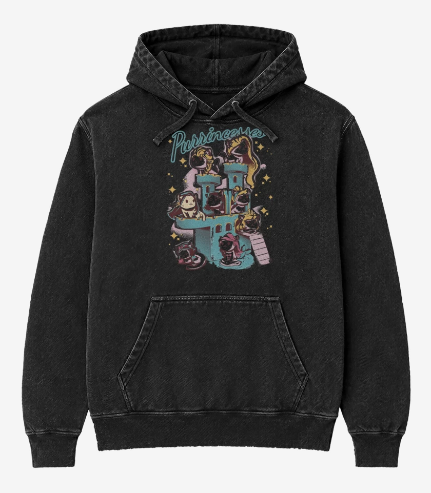 Poleron Canguro Acid Wash Negro de Purrincess 