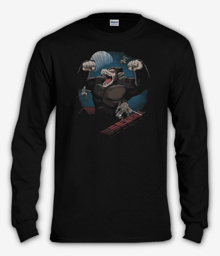 Polera manga larga Negro de Attack on Ozarus
