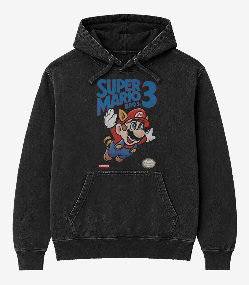Poleron Canguro Acid Wash Negro de Super Bigote 3