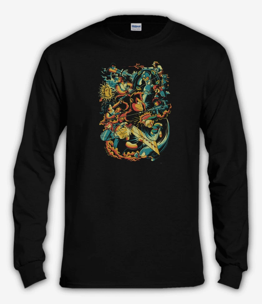 Polera manga larga Negro de Smash Bros ultimate