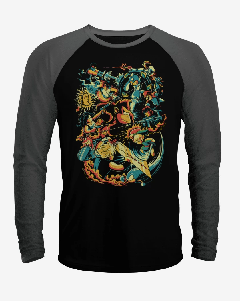 Polera Raglan Negro / Negro Heather de Smash Bros ultimate